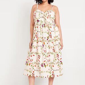 Old Navy Fit & Flare Tie-Front Fruit Midi Dress - XL